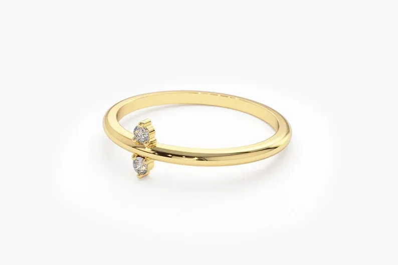 0.06CTW Unique  Lab Grown Diamonds Stackable Ring