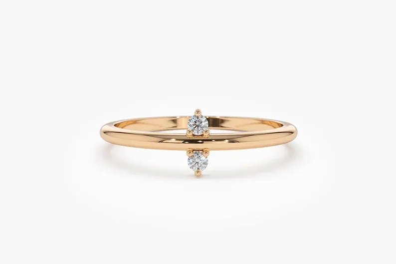 0.06CTW Unique  Lab Grown Diamonds Stackable Ring