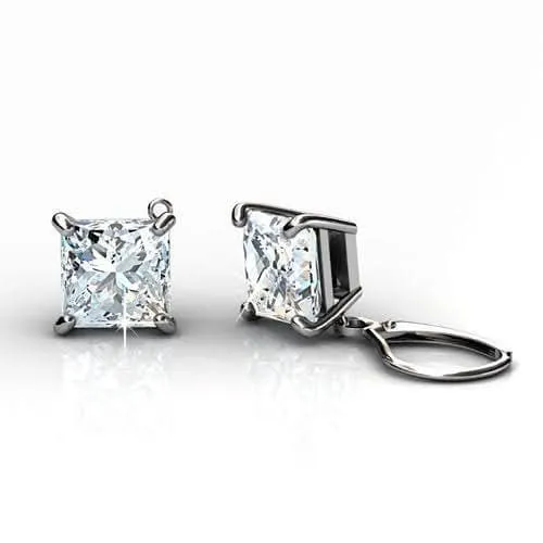 0.25-2.00 CT Princess Cut Diamonds - Stud Earrings