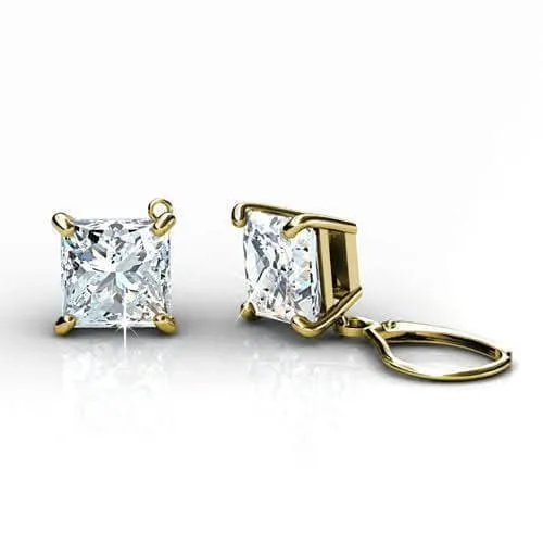 0.25-2.00 CT Princess Cut Diamonds - Stud Earrings