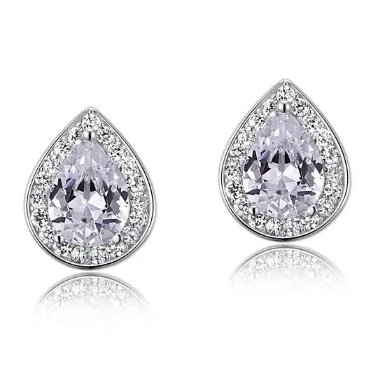 1 Carat Pear Cut Created Diamond 925 Sterling Silver Stud Earrings XFE8032