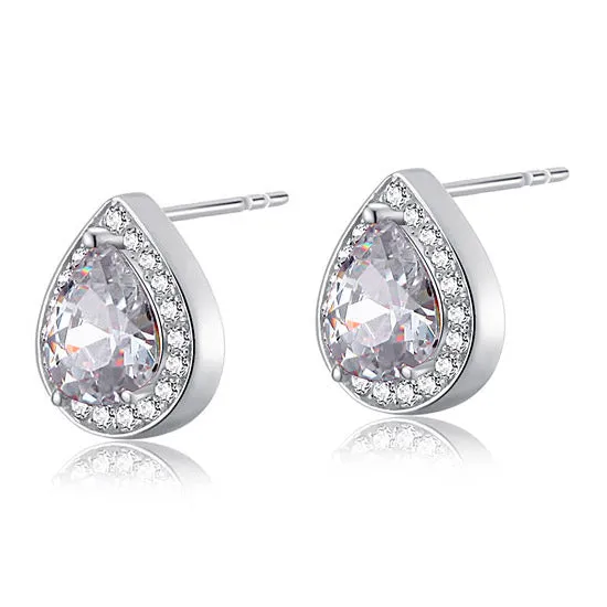 1 Carat Pear Cut Created Diamond 925 Sterling Silver Stud Earrings XFE8032