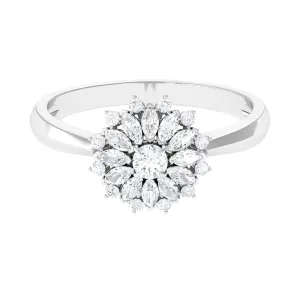 1 CT Diamond Cocktail Flower Engagement Ring