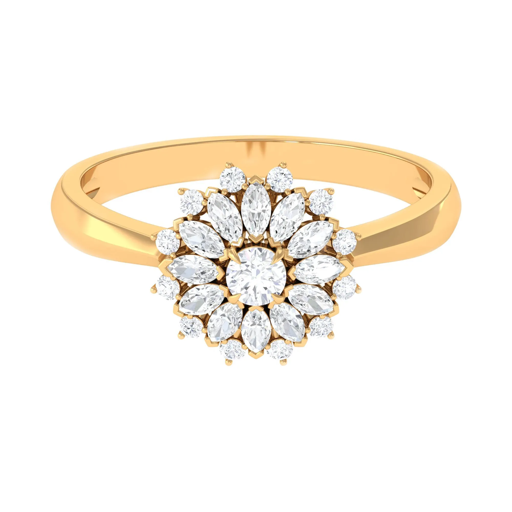 1 CT Diamond Cocktail Flower Engagement Ring