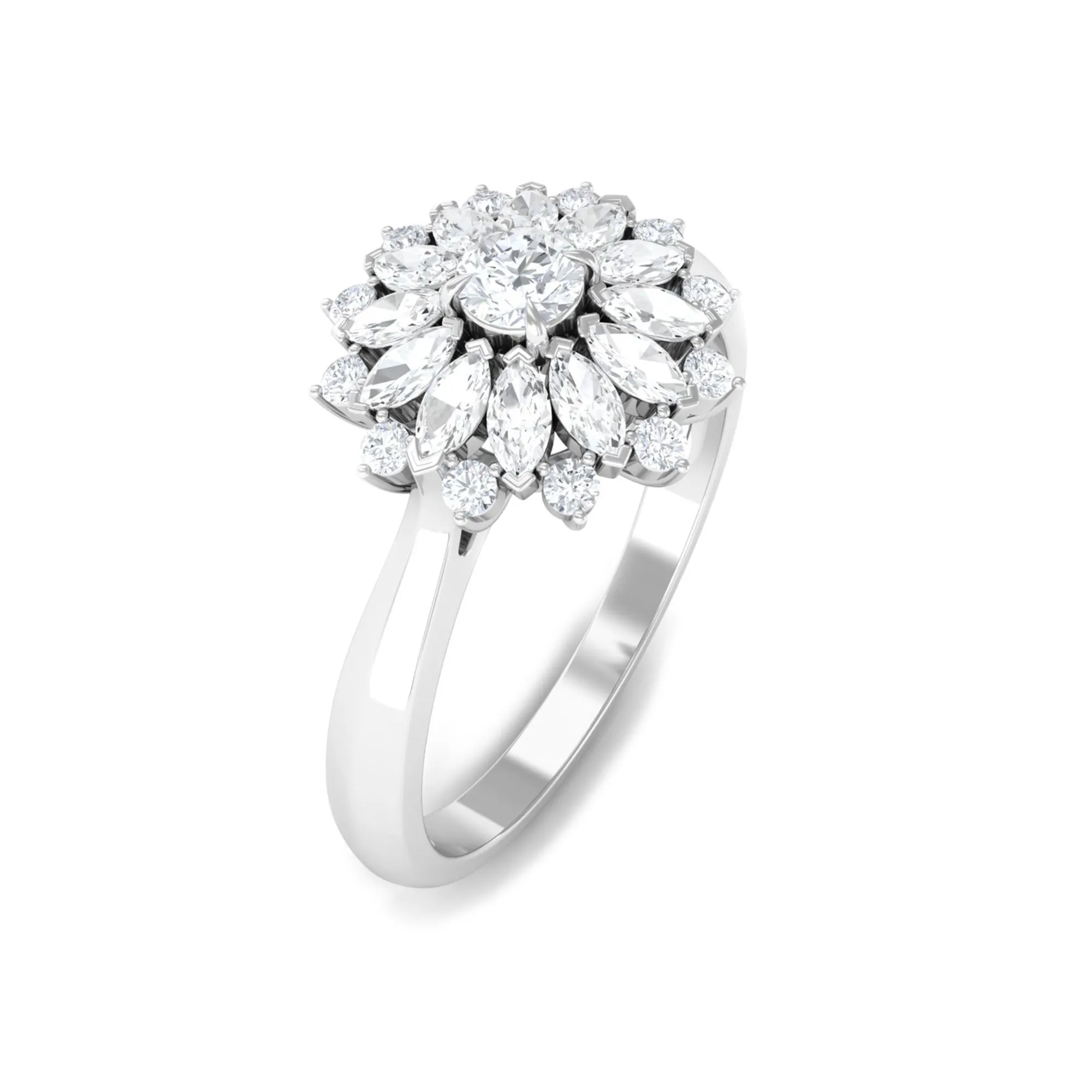 1 CT Diamond Cocktail Flower Engagement Ring