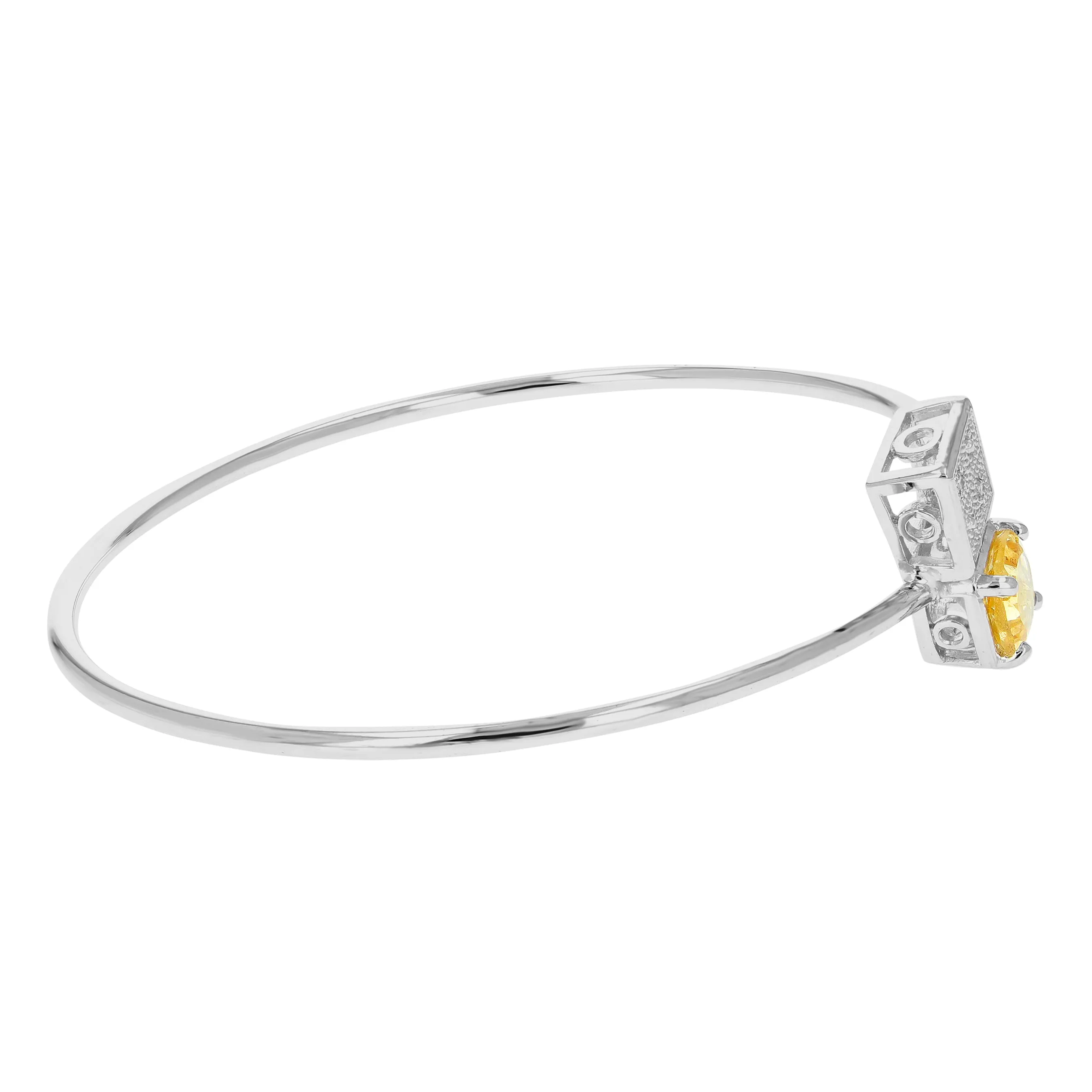 1 cttw Citrine And Diamond Bangle Bracelet Brass Plating 7 MM Cushion Cut