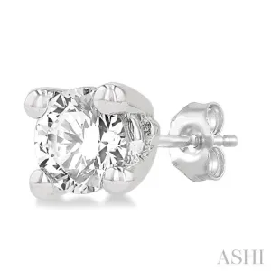 1/10 Ctw Round Cut Diamond Stud Earring in 14K White Gold