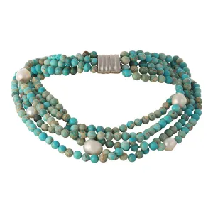 115-06 | 5-STRAND NATURAL JASPER & PEARL CHOKER