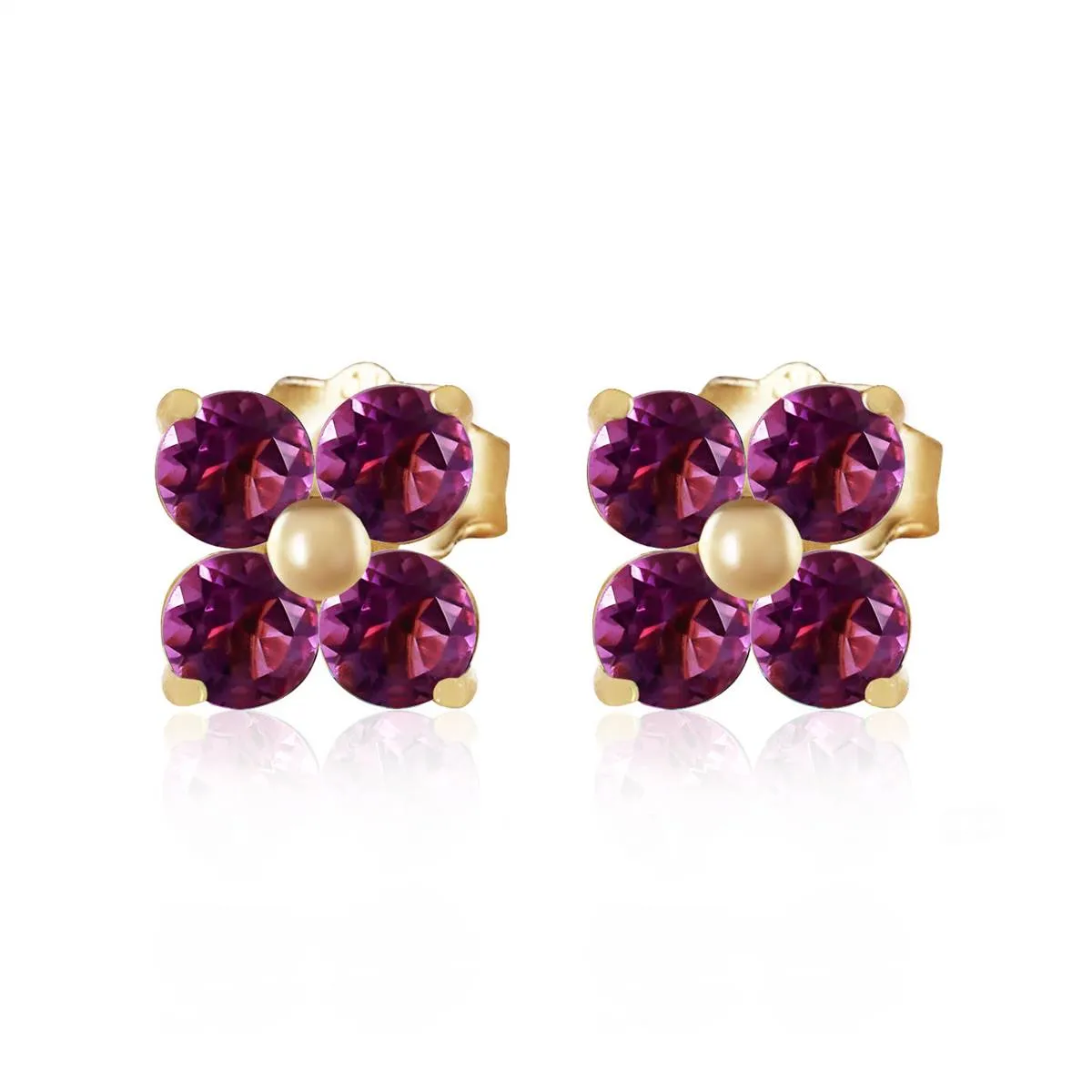 1.15 Carat 14K Solid Yellow Gold New Melody Amethyst Earrings