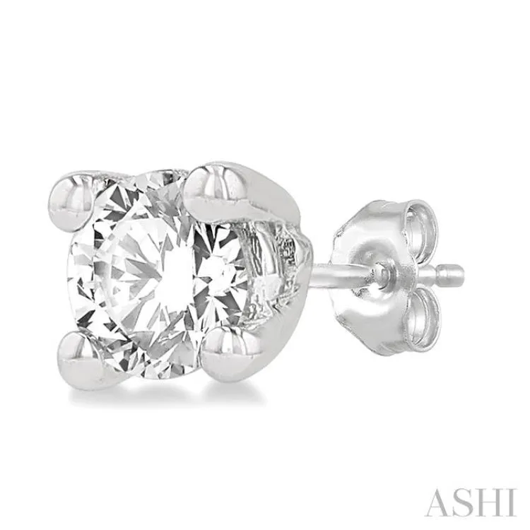 1/20 ctw Round Cut Diamond Stud Earring in 14K White Gold