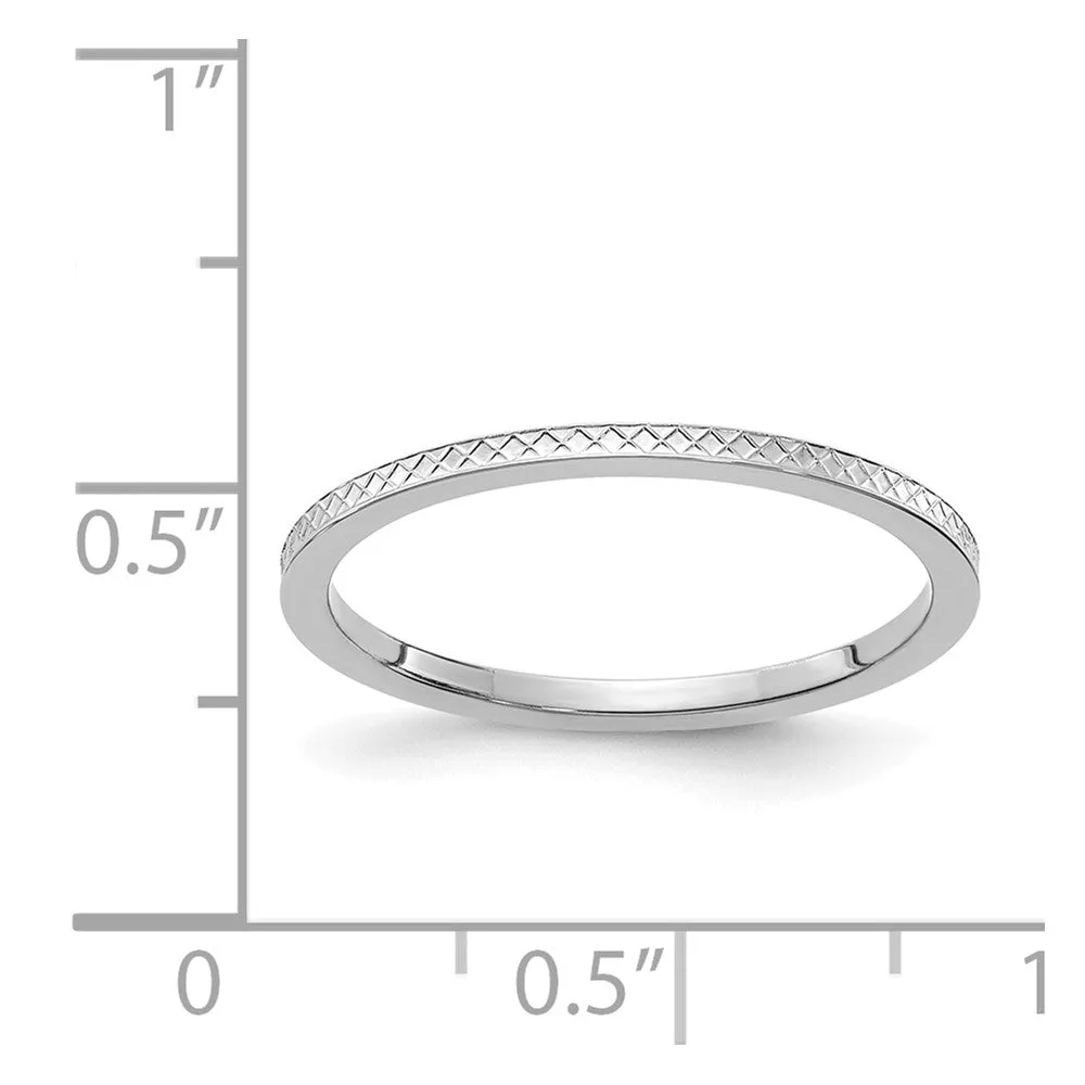 1.2mm 10k White Gold Crisscross Flat Stackable Band