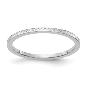 1.2mm 10k White Gold Crisscross Flat Stackable Band