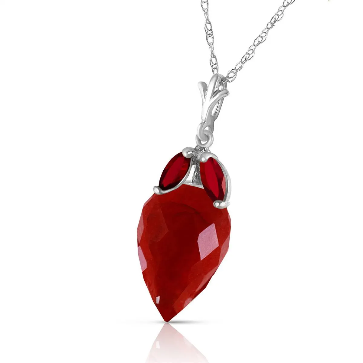 13.5 Carat 14K Solid White Gold Desire Casts Shadows Ruby Necklace