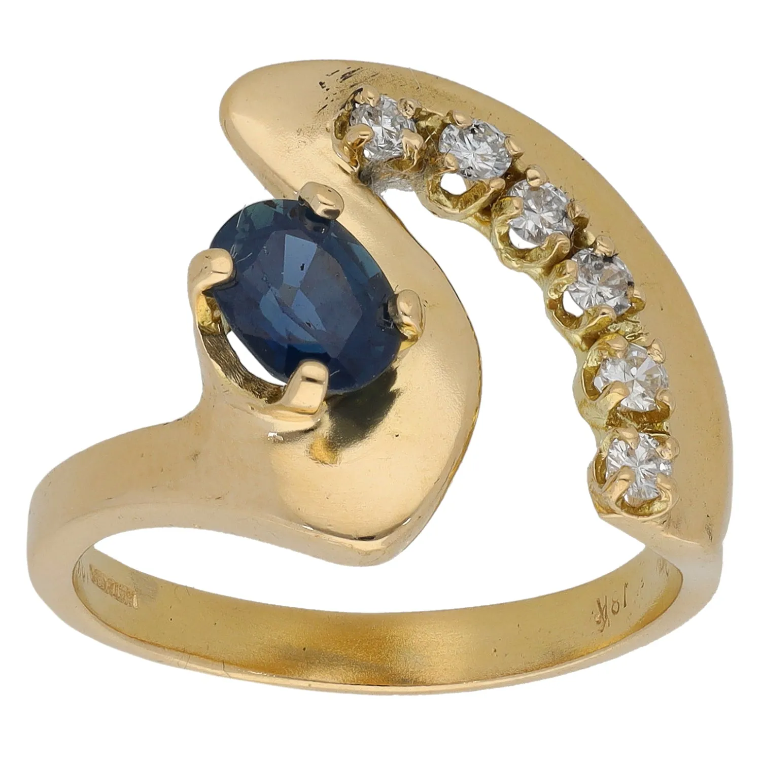 14ct Gold Sapphire & Imitation Gems Dress/Cocktail Ring Size N