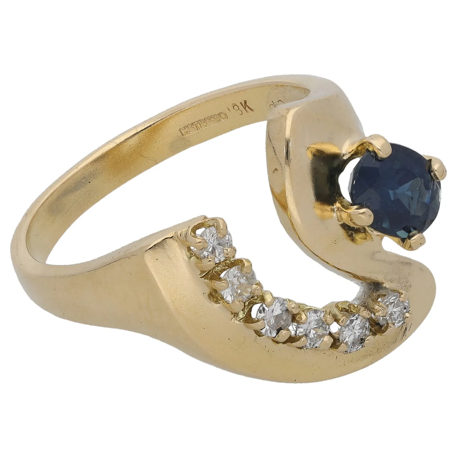 14ct Gold Sapphire & Imitation Gems Dress/Cocktail Ring Size N