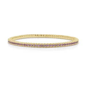 14K Gold & Pink Sapphire Eternity Stretch Bracelet - 3.16ct