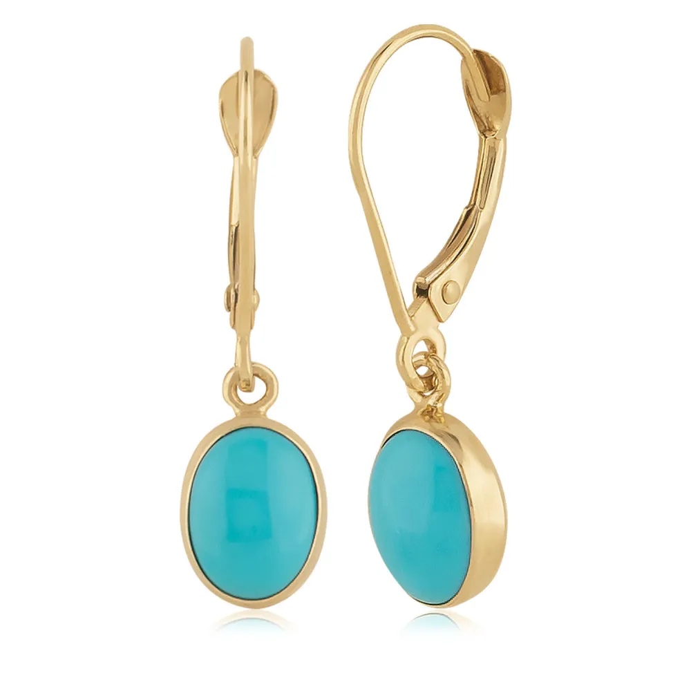 14k Gold Turquoise Drop Earrings