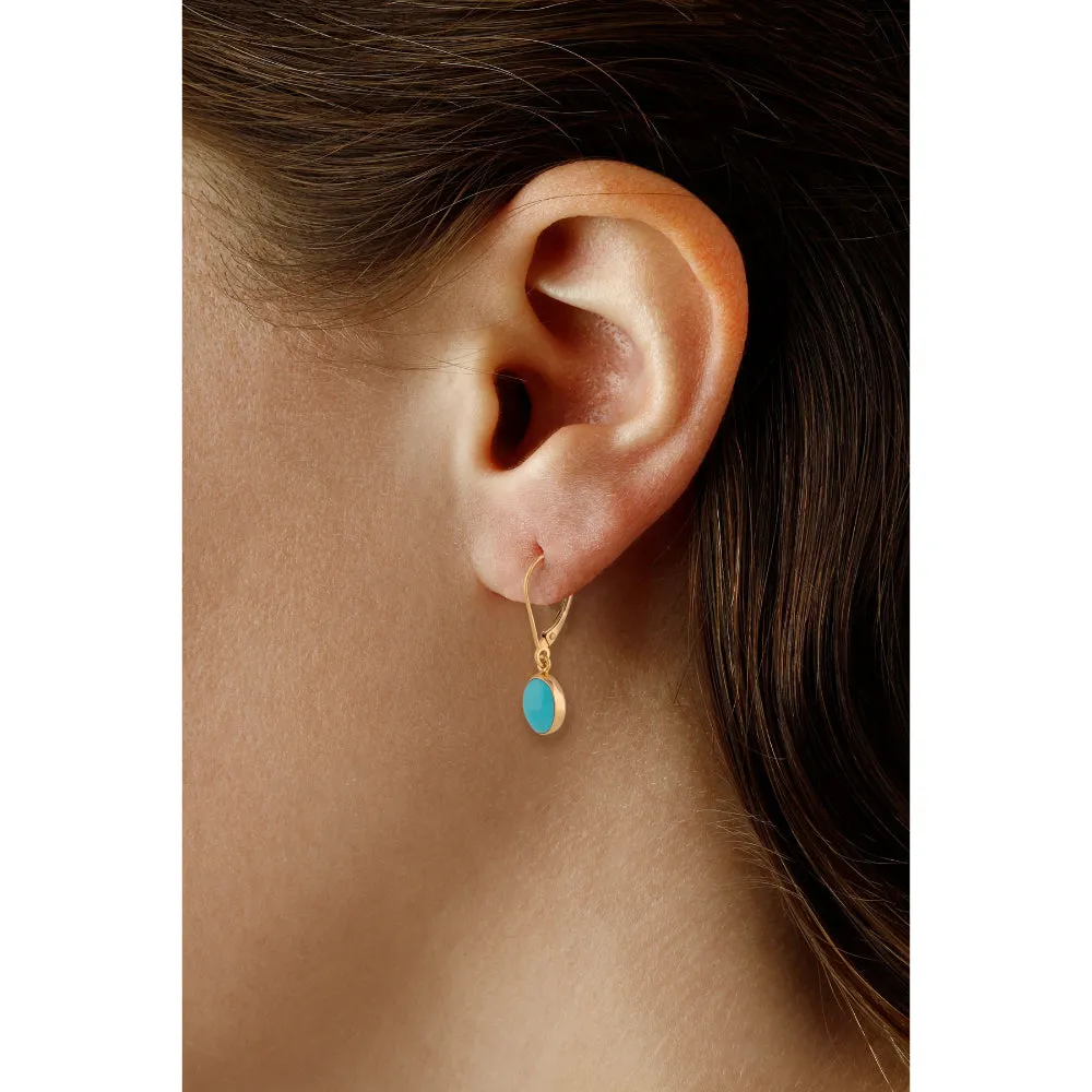 14k Gold Turquoise Drop Earrings