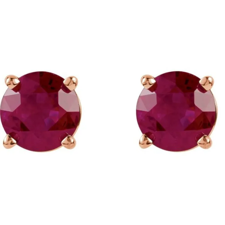 14K Rose 5 mm Lab-Grown Ruby Stud Earrings