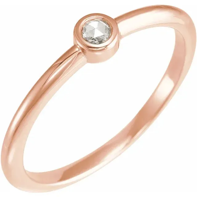 14K Rose Gold 5 mm Stuller Rose-Cut Lab-Grown Moissanite Stackable Ring