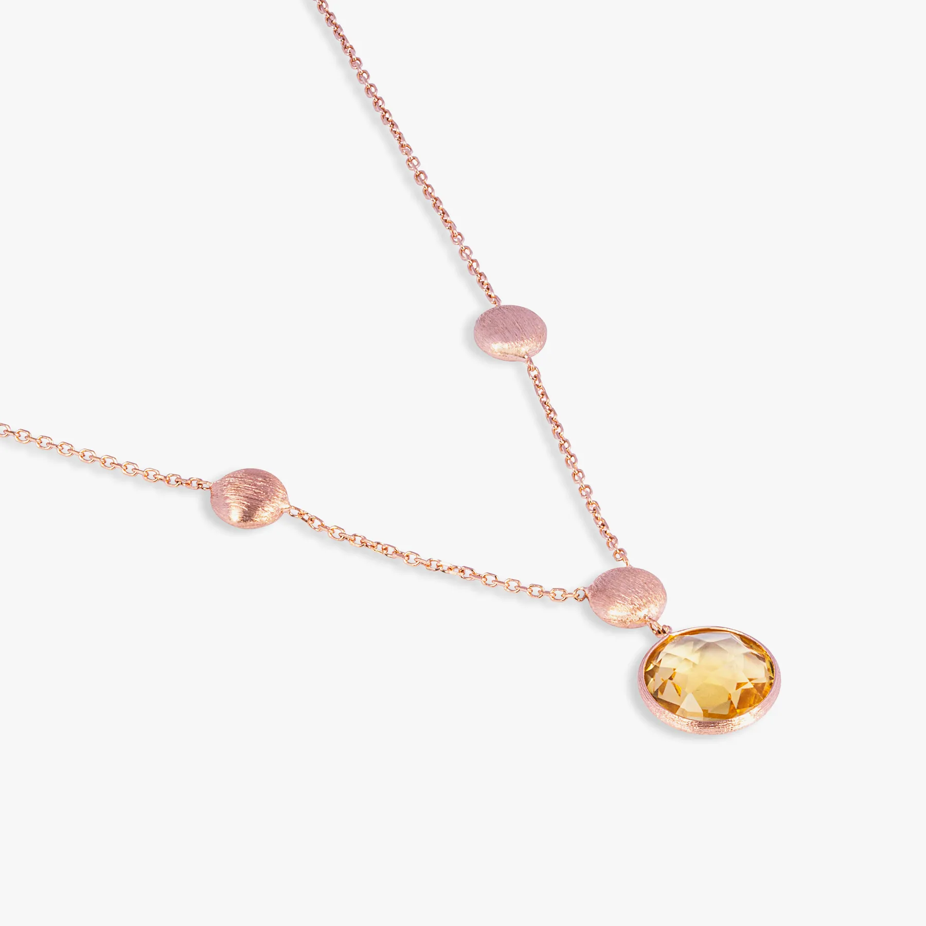 14K satin rose gold Kensington necklace with citrine