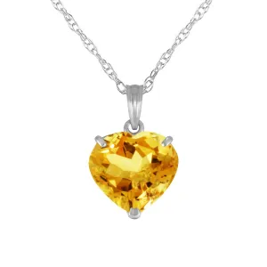 14K Solid White Gold Necklace w/ Natural 10mm Heart Citrine