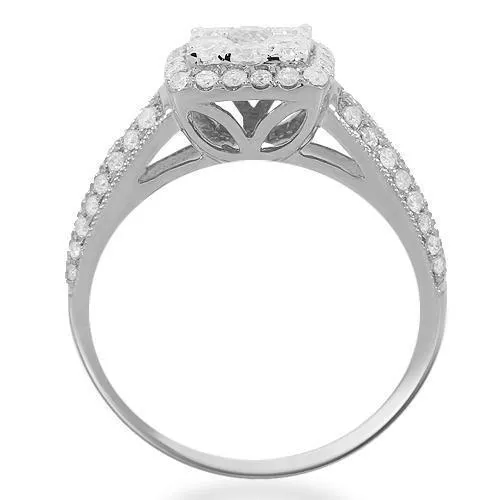 14K Solid White Gold Womens Diamond Cocktail Ring 0.94 Ctw