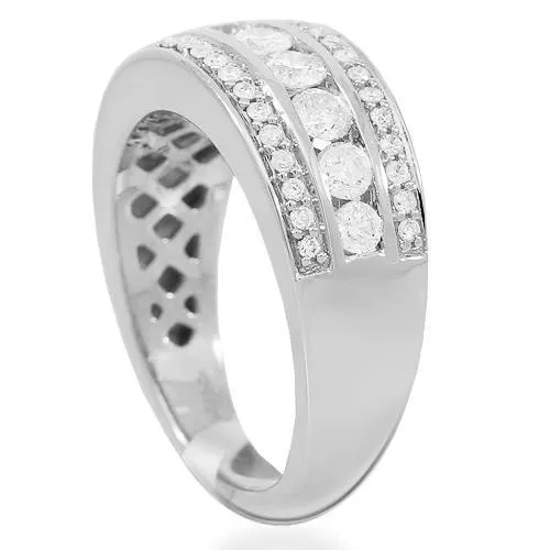 14K Solid White Gold Womens Diamond Cocktail Ring 1.02 Ctw