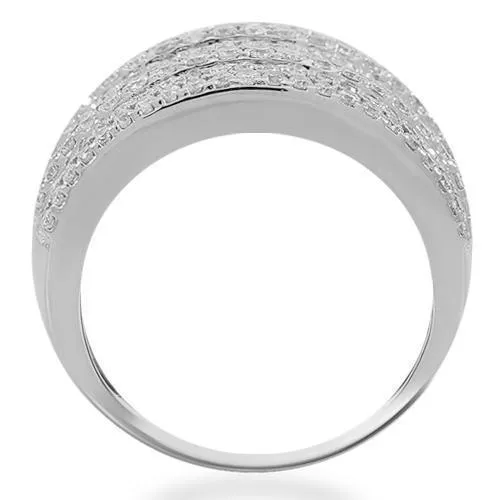 14K Solid White Gold Womens Diamond Cocktail Ring 2.41 Ctw