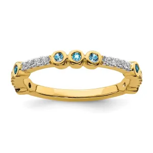 14k Stackable Expressions Blue Topaz and Diamond Ring | SK2075