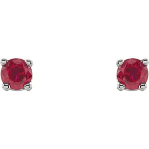 14K White 2.5 mm Natural Ruby Stud Earrings