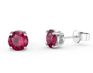 14K White Gold 2.00 Stud Earrings, Dazzling Gem Stone Created Ruby