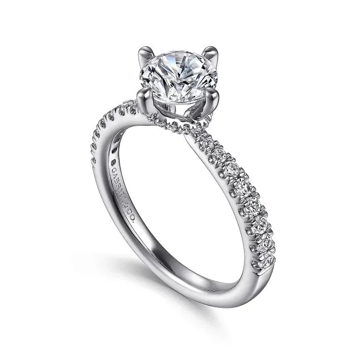 14K White Gold Semi Mount Engagement Ring