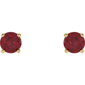 14K Yellow 4 mm Natural Ruby Stud Earrings with Friction Post