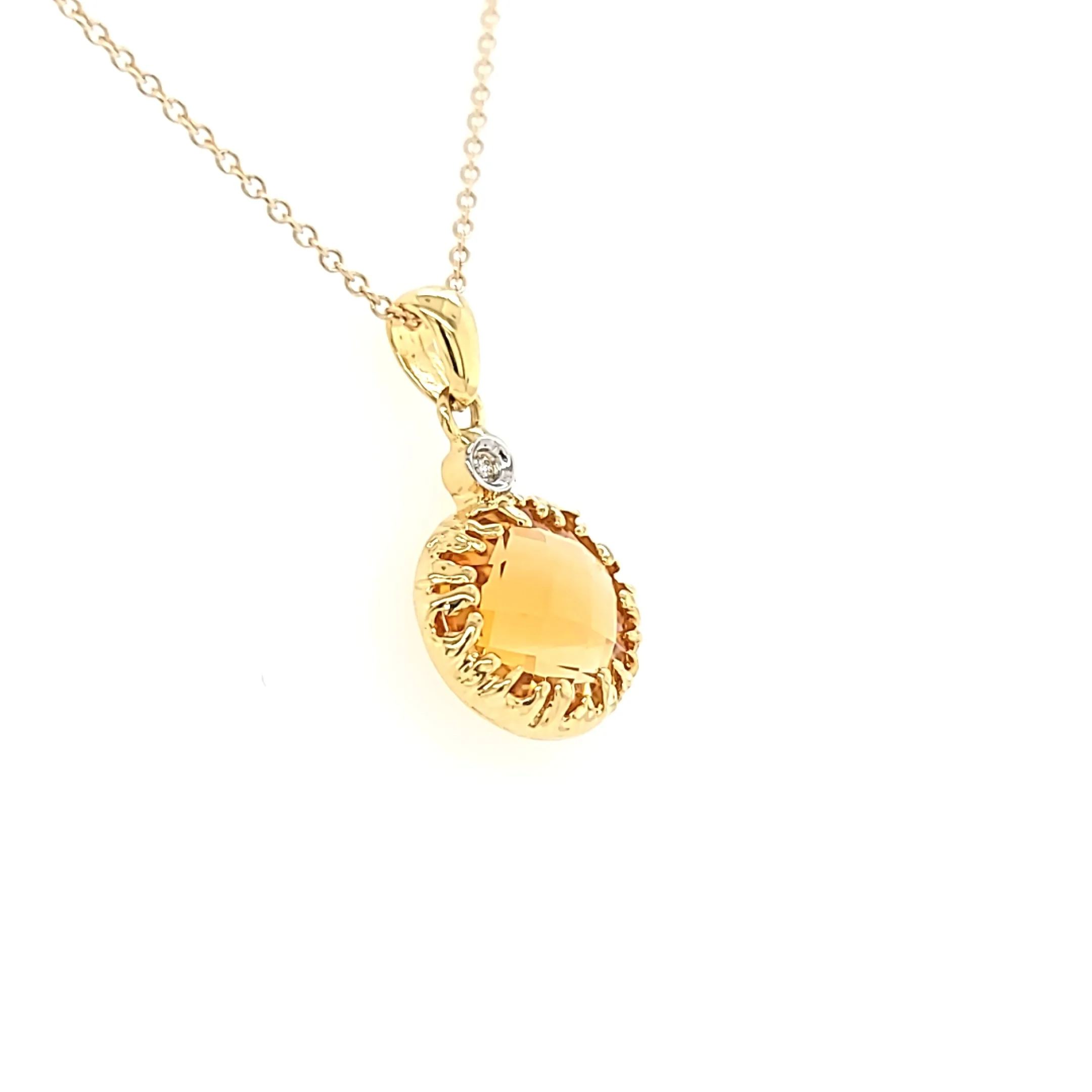 14k Yellow Gold Citrine Drip Necklace (I7358)