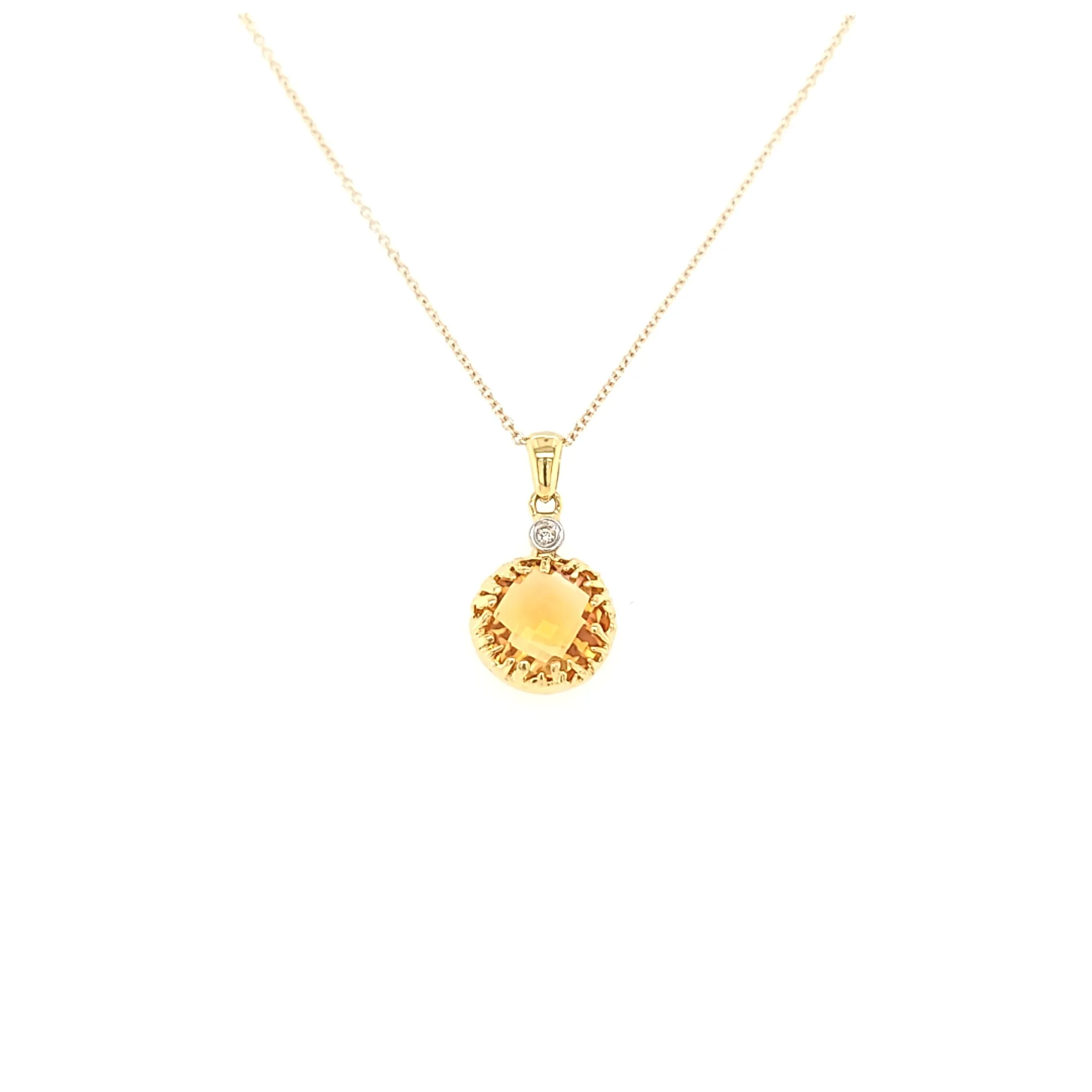 14k Yellow Gold Citrine Drip Necklace (I7358)