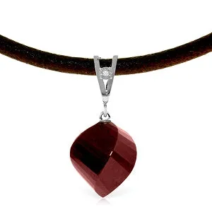 15.26 Carat 14K Solid White Gold Petal Soft Ruby Diamond Necklace