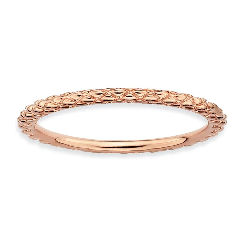 1.5mm Stackable 14K Rose Gold Plated Silver Crisscross Band