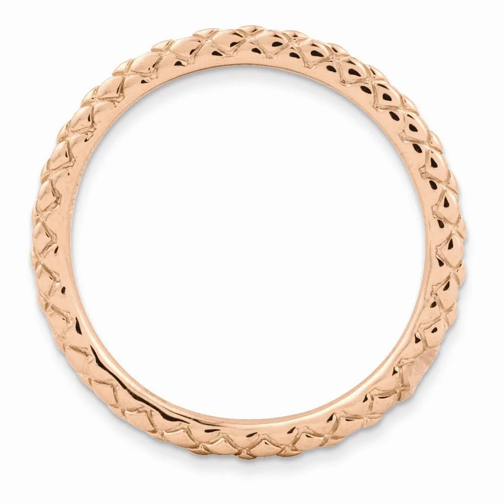 1.5mm Stackable 14K Rose Gold Plated Silver Crisscross Band