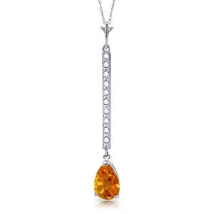 1.8 Carat 14K Solid White Gold Necklace Diamond Citrine