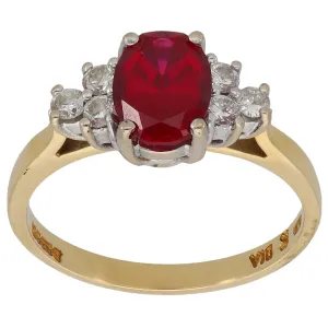 18ct Gold 0.30ct Diamond & Ruby Dress/Cocktail Ring Size M