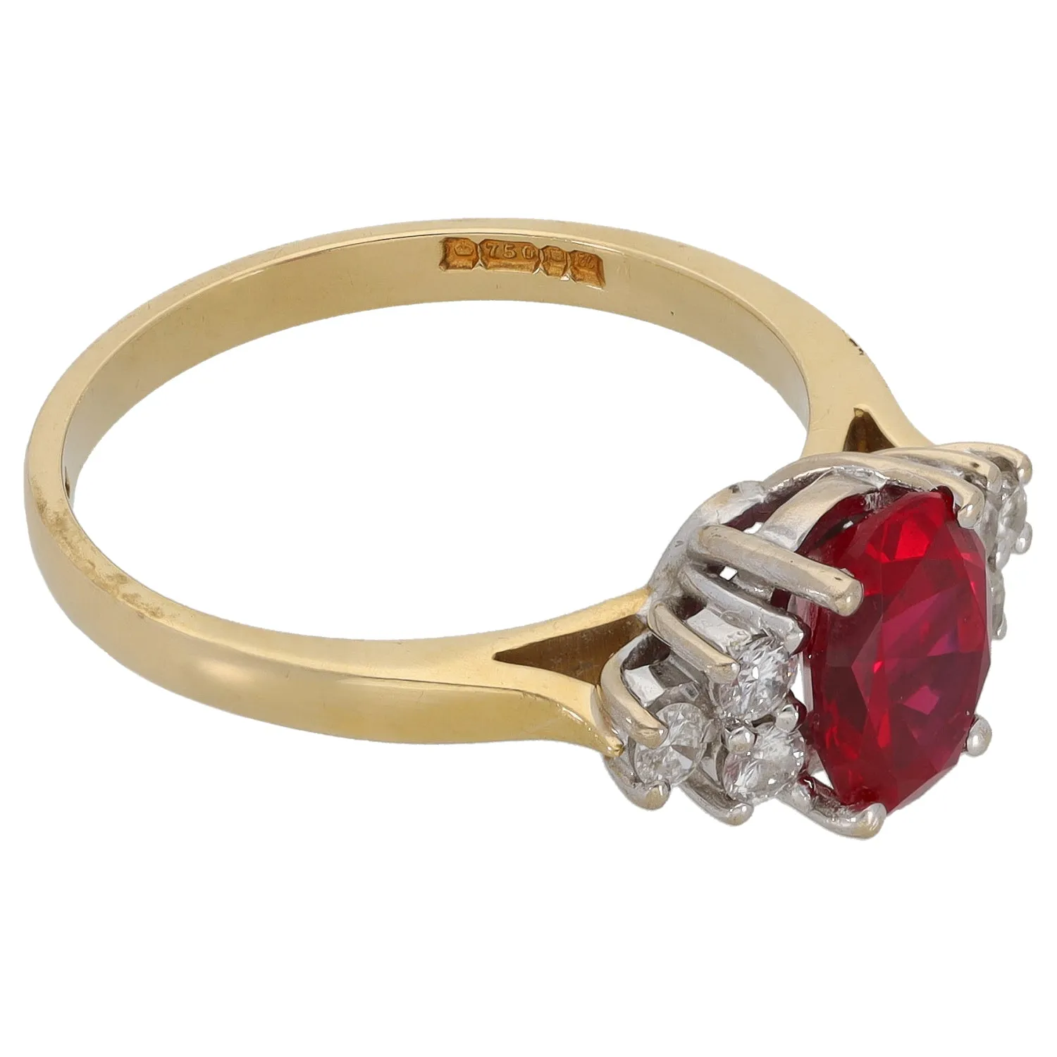 18ct Gold 0.30ct Diamond & Ruby Dress/Cocktail Ring Size M