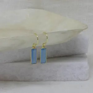 18ct Gold Vermeil Faceted Blue Chalcedony Drop Earrings