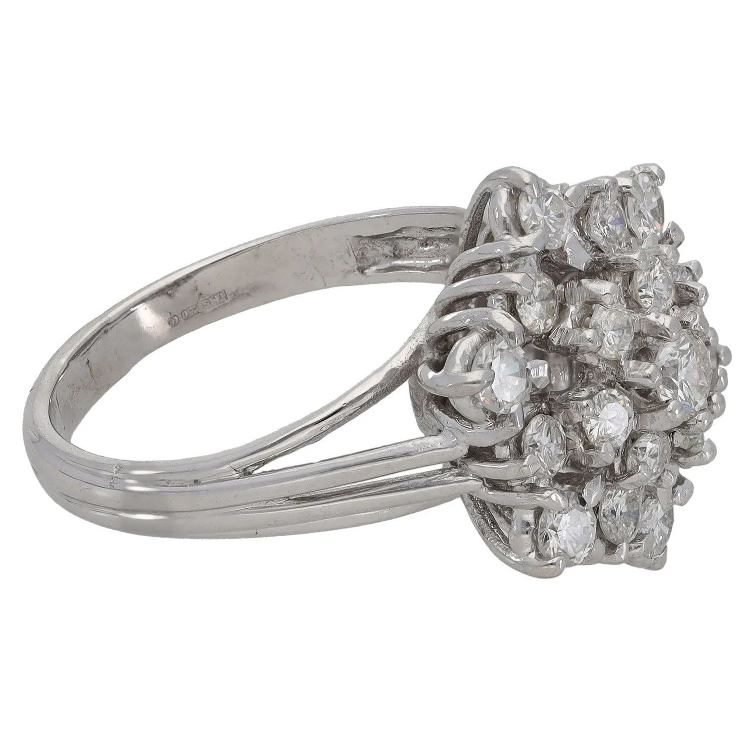 18ct White Gold 1.05ct Diamond Dress/Cocktail Ring Size P