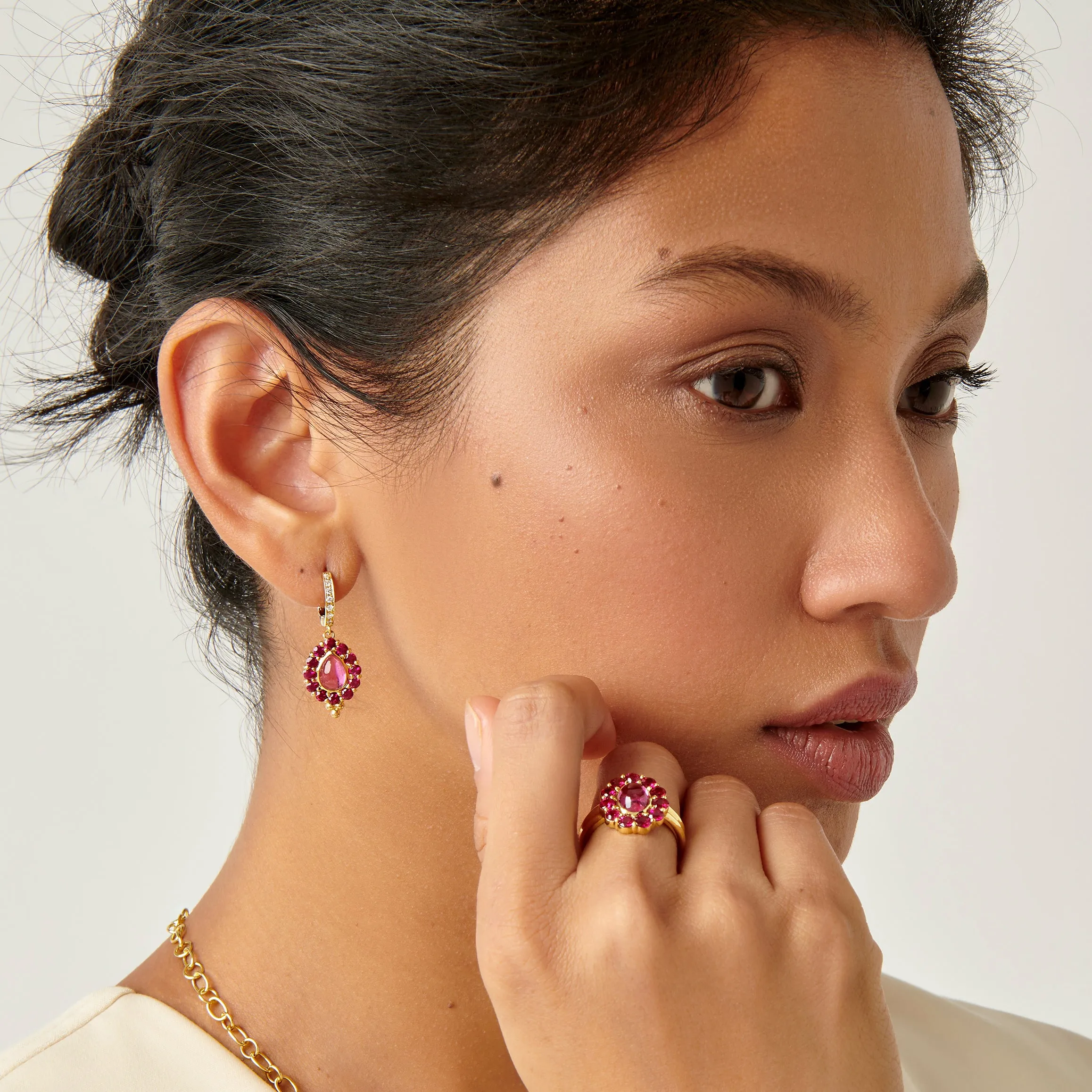 18K Pink Tourmaline Color Theory Earrings