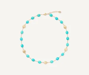 18K Yellow Gold Necklace with Turquoise, Short