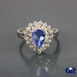 1.95 Ct Natural Tanzanite Pear Shaped Cocktail Ring 14K Gold