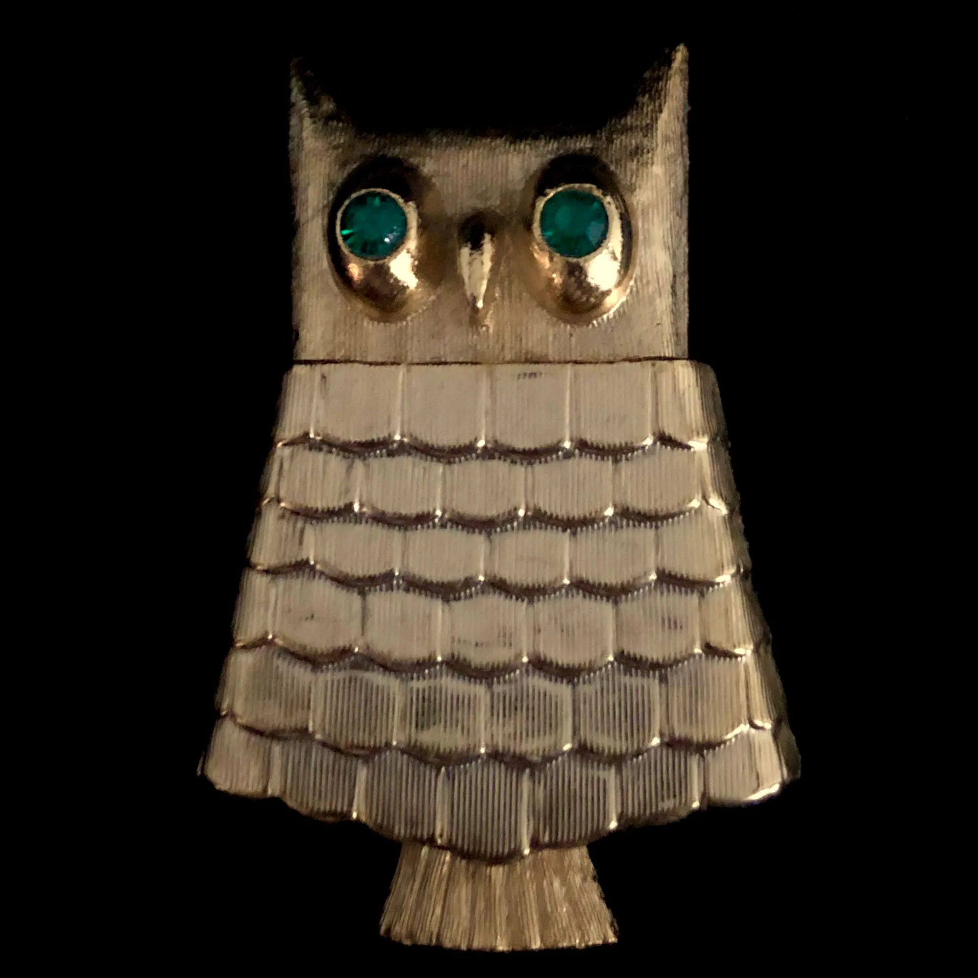 1969 Avon Jeweled Owl Brooch Perfume Glace