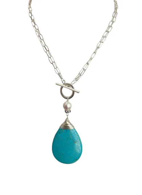 2 Way Silver Turquoise Howlite Necklace