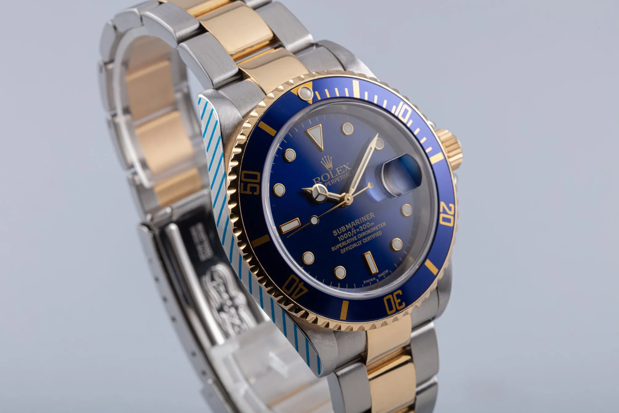 2003 Rolex 18k & Stainless Submariner Blue Dial with Box, Booklets & Service Card